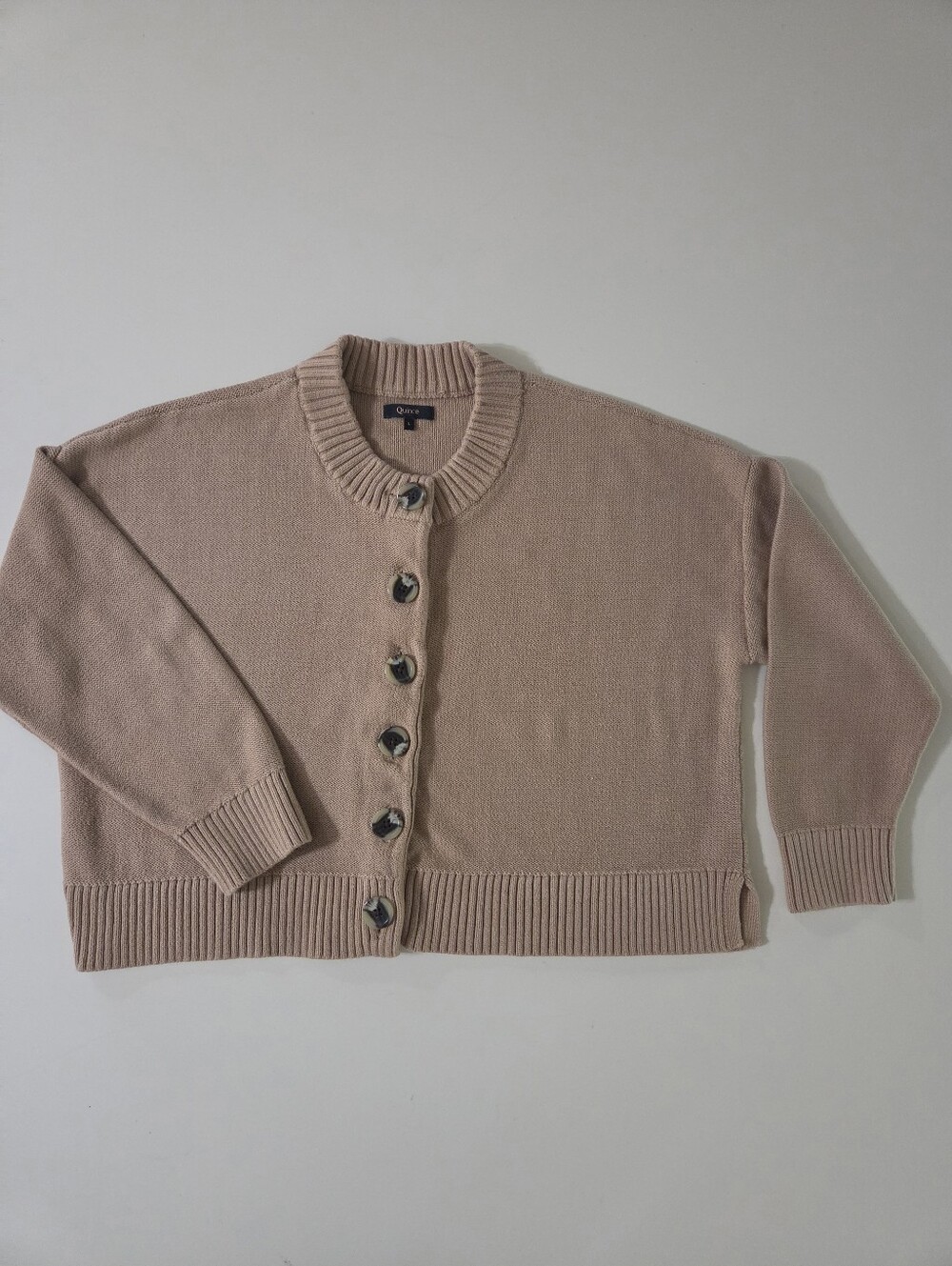 Quince Organic Cotton Camel Cropped Cardigan - Picture 8 of 16